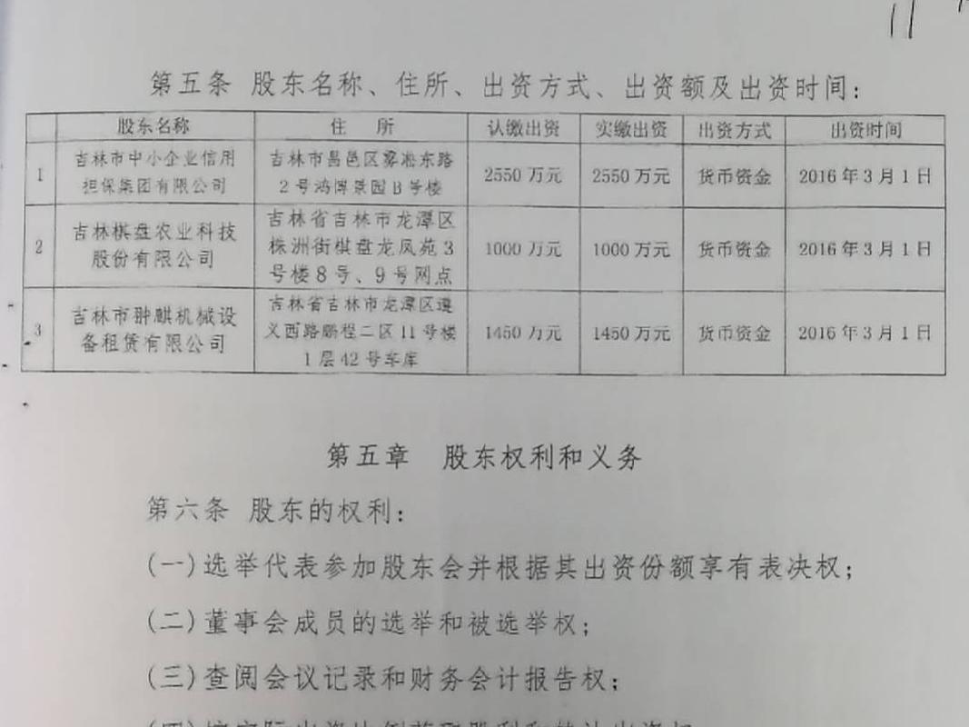 吉林市农业融资担保有限公司股权