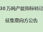 30万吨产能指标转让项目征集意向方公告