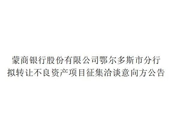 蒙商银行股份有限公司拟转让不良资产项目征集洽谈意向方公告