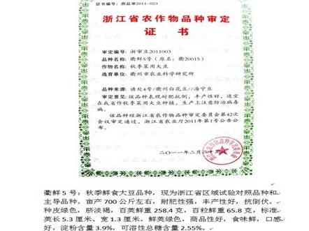 大豆衢鲜5号（原衢20015）品种培育技术
