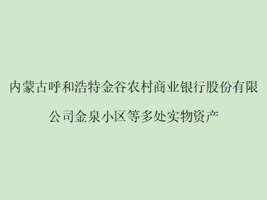 内蒙古呼和浩特金谷农村商业银行股份有限公司金泉小区等多处实物资产按项目宗数分别公开转让（第四轮-1）