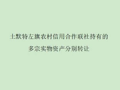 土默特左旗农村信用合作联社持有的多宗资产分别转让项目