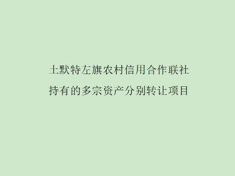 土默特左旗农村信用合作联社持有的多宗资产分别转让项目