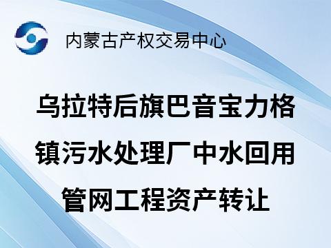 乌拉特后旗巴音宝力格镇污水处理厂中水回用管网工程资产转让(国资监测编号GR2025NM1002332)