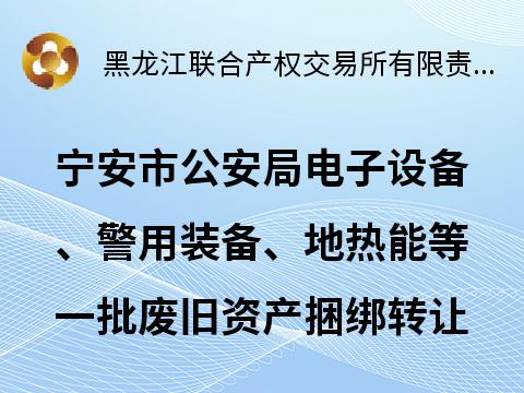 宁安市公安局电子设备、警用装备、地热能等一批废旧资产捆绑转让交易公告(国资监测编号GR2025HL2001176)