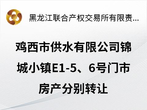 鸡西市供水有限公司锦城小镇E1-5、6号门市房产分别转让交易公告
