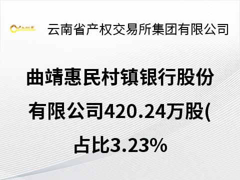 曲靖惠民村镇银行股份有限公司420.24万股(占比3.23%）(国资监测编号G32025YN1000033)