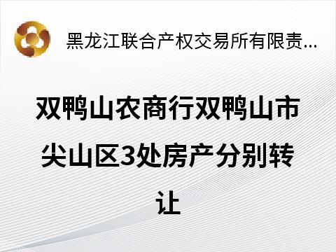 双鸭山农商行双鸭山市尖山区3处房产分别转让交易公告