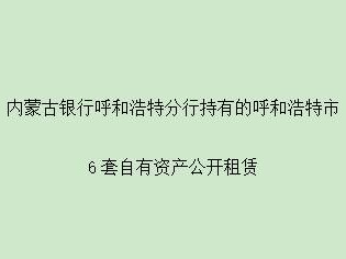 内蒙古银行呼和浩特分行持有的呼和浩特市6套自有资产分别租赁项目