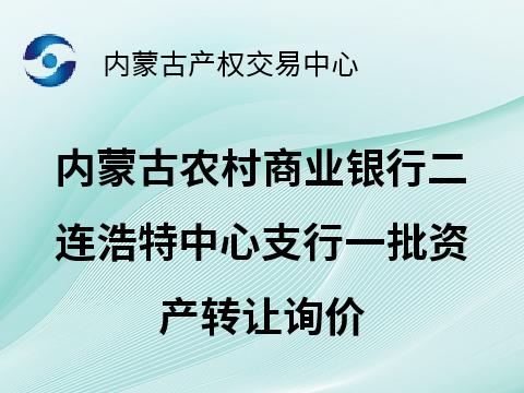 内蒙古农村商业银行二连浩特中心支行一批资产转让询价