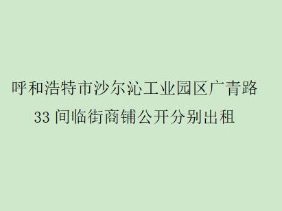 呼和浩特市沙尔沁工业园区广青路33间临街商铺公开分别出租
