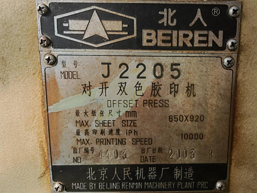 1台报废印刷机公开转让(国资监测编号GR2025JS1008351)