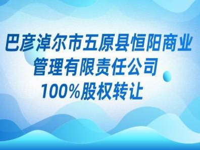 [巴彦淖尔市]【优质国有产权】内蒙古巴彦淖尔市五原县恒阳商业管理有限责任公司100%股权转让(四次挂牌)