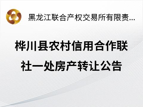桦川县农村信用合作联社一处房产交易公告(国资监测编号GR2026HL2001432)