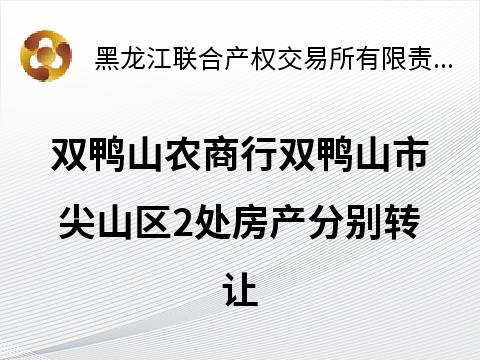 双鸭山农商行双鸭山市尖山区2处房产分别转让交易公告