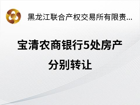宝清农商银行5处房产分别转让交易公告
