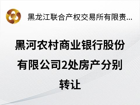 黑河农村商业银行股份有限公司2处房产分别转让交易公告