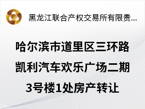 [哈尔滨市]哈尔滨市道里区三环路凯利汽车欢乐广场二期3号楼1处房产转让交易公告