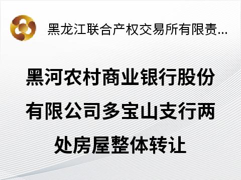黑河农村商业银行股份有限公司多宝山支行两处房屋整体转让交易公告