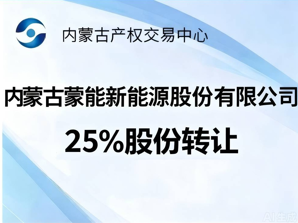 内蒙古蒙能新能源股份有限公司344949.5万股股份（占总股本的25%）转让项目(国资监测编号G32026NM1000024)