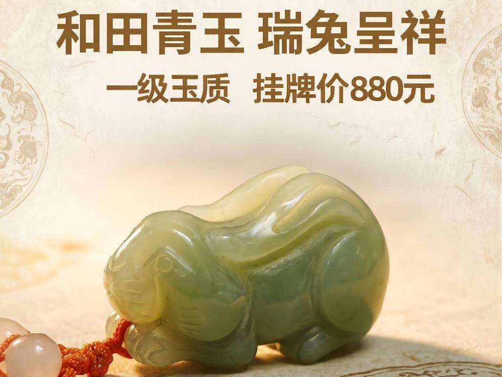 青玉[和田玉]生肖挂坠1批（品名：兔）转让公告