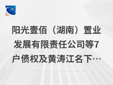 阳光壹佰（湖南）置业发展有限责任公司等7户债权及黄涛江名下1处抵债资产(国资监测编号GR2026HN1001121)