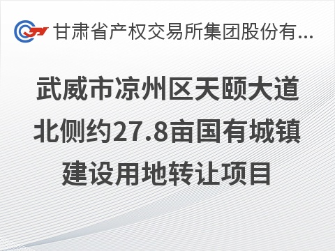 甘肃省武威市凉州区天颐大道北侧约27.8亩国有城镇建设用地转让公告（第二次）