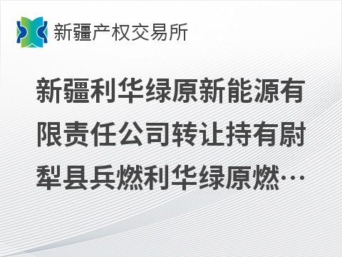 新疆利华绿原新能源有限责任公司转让持有尉犁县兵燃利华绿原燃气有限公司49%股权(国资监测编号G32026XJ1000044)