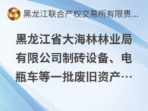 黑龙江省大海林林业局有限公司制砖设备、电瓶车等一批废旧资产捆绑转让交易公告(国资监测编号GR2026HL2003655)