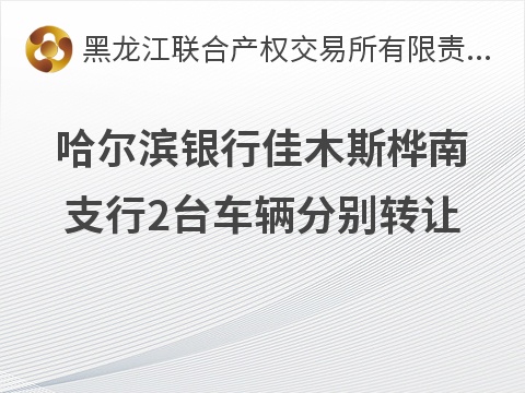 哈尔滨银行佳木斯桦南支行2台车辆分别转让交易公告