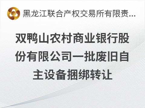 双鸭山农村商业银行股份有限公司一批废旧自助设备捆绑转让交易公告(国资监测编号GR2026HL2003819)