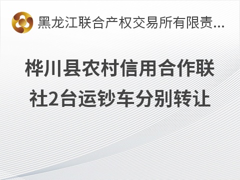 桦川县农村信用合作联社2台运钞车分别转让交易公告
