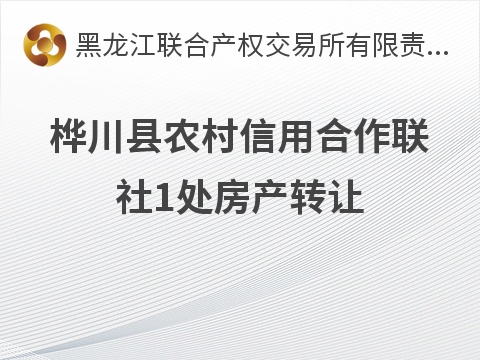 桦川县农村信用合作联社一处房产转让交易公告(国资监测编号GR2026HL2003822)