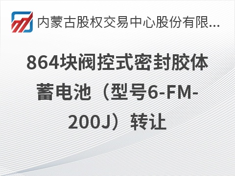 内蒙古农村商业银行股份有限公司864块阀控式密封胶体蓄电池（型号6-FM-200J）