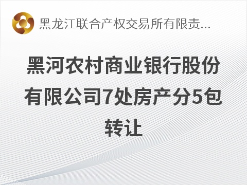 黑河农村商业银行股份有限公司7处房产分5包转让交易公告