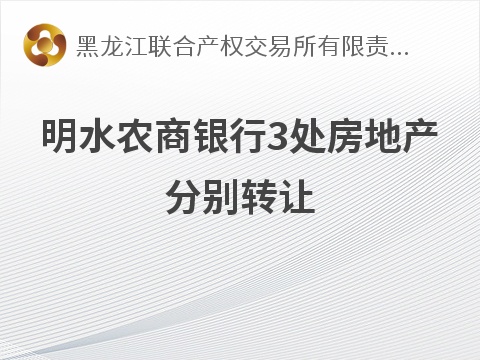 明水农商银行3处房地产分别转让交易公告