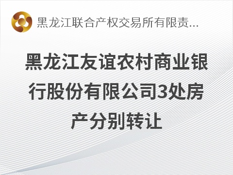 黑龙江友谊农村商业银行股份有限公司3处房产分别转让交易公告
