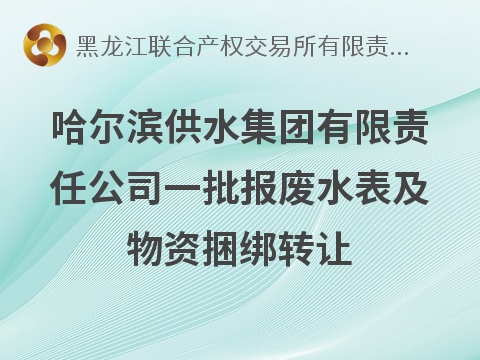 哈尔滨供水集团有限责任公司一批报废水表及物资捆绑转让交易公告