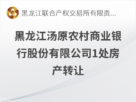 黑龙江汤原农村商业银行股份有限公司1处房产转让交易公告(国资监测编号GR2026HL2004219)