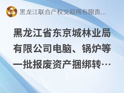 黑龙江省东京城林业局有限公司电脑、锅炉等一批报废资产捆绑转让交易公告(国资监测编号GR2026HL2004416)