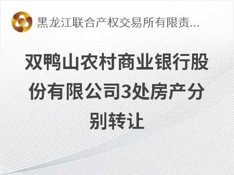 双鸭山农村商业银行股份有限公司3处房产分别转让公告交易公告