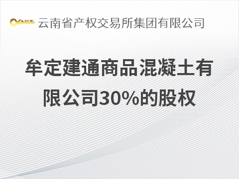 牟定建通商品混凝土有限公司30%的股权(国资监测编号G32026YN1000028)