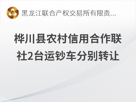 桦川县农村信用合作联社2台运钞车分别转让交易公告