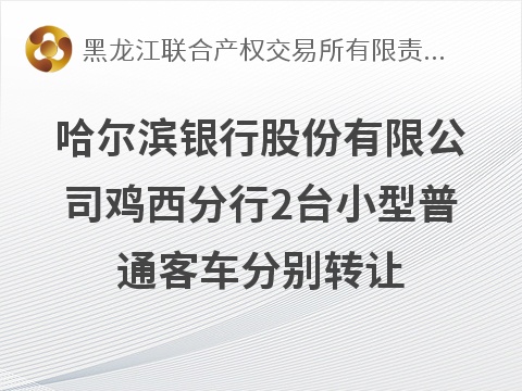 哈尔滨银行股份有限公司鸡西分行2台小型普通客车分别转让交易公告