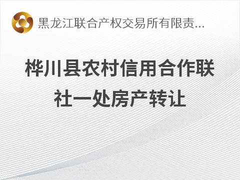桦川县农村信用合作联社一处房产交易公告(国资监测编号GR2026HL2005071)