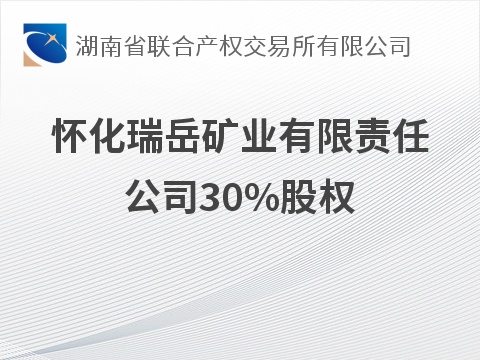 怀化瑞岳矿业有限责任公司30%股权(国资监测编号G32026HN1000031)