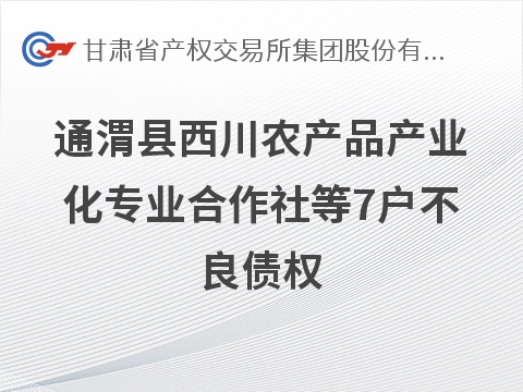 通渭县西川农产品产业化专业合作社等 7 户不良债权打包转让项目竞价公告