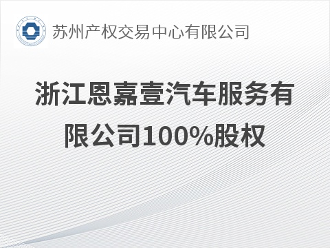 浙江恩嘉壹汽车服务有限公司100%股权