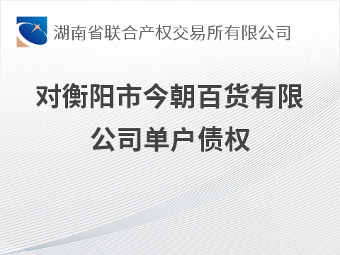 对衡阳市今朝百货有限公司单户债权(国资监测编号GR2026HN1002961)