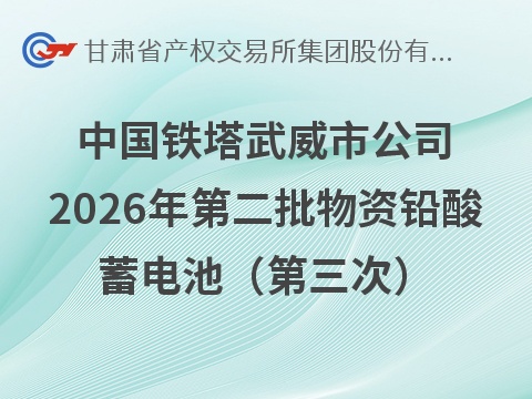 中国铁塔股份有限公司武威市分公司2026年第二批报废物资（铅酸蓄电池）转让公告（第三次）(国资监测编号GR2026GS1001296)